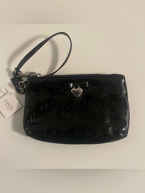 Coach Black Embossed Medium Wristlet